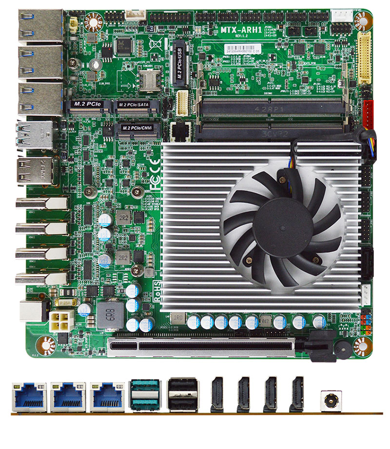 Jetway MTX-ARH1-225H0220 Mini-ITX (Intel Ultra 5 225H SoC Processor, TDP 28W, 4x HDMI, 3x 2.5GE LAN) <b>[12-36V Input]</b>